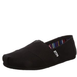 Toms Women's Classic Alpargata Slip-On Shoe Black On Black Canvas Size 9…